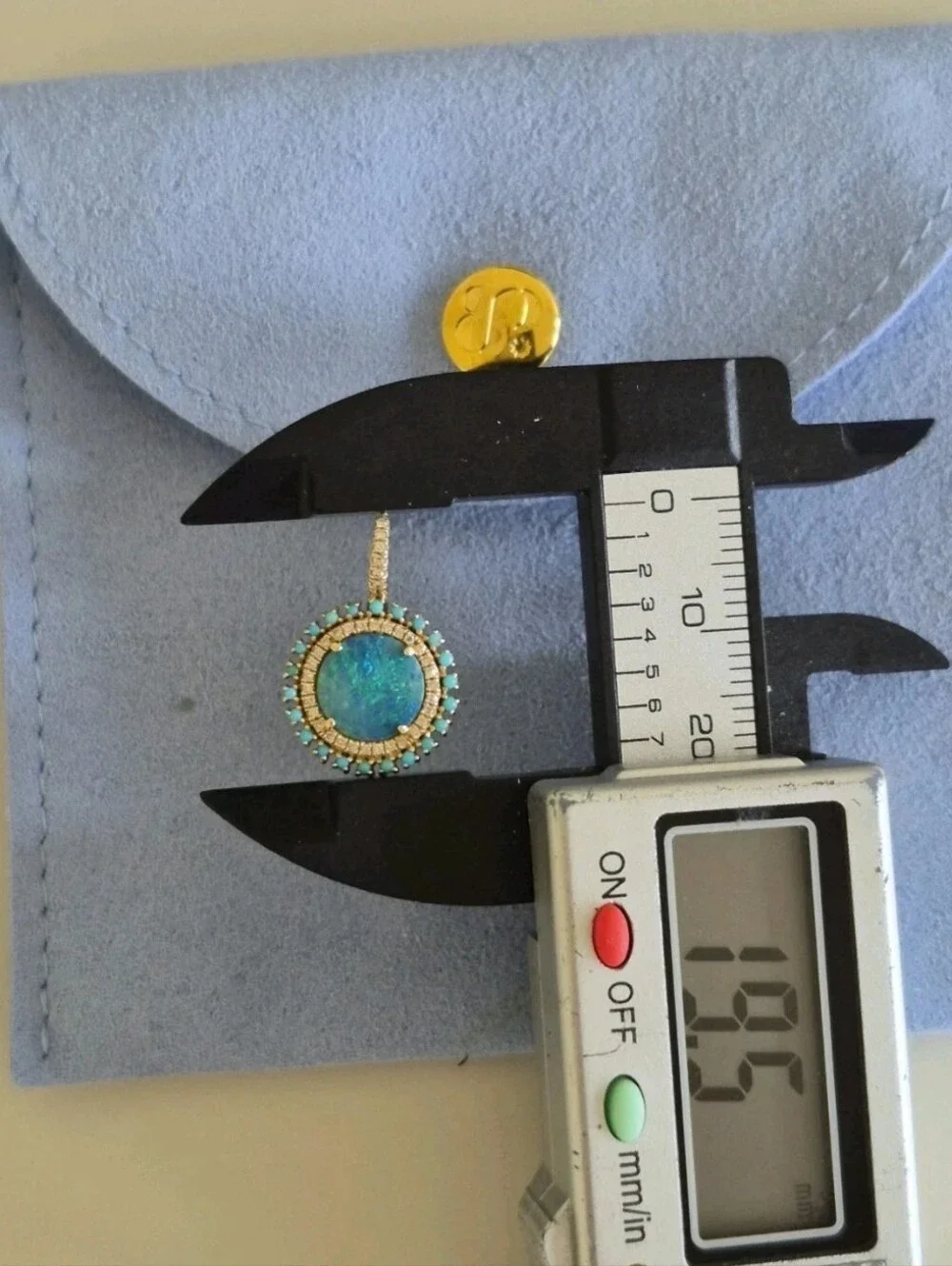 14kt Gold Opal Diamond & Turquoise Pendant